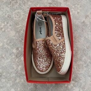 Cat & Jack Girls' Glitter Slip-On Sneakers - Rose